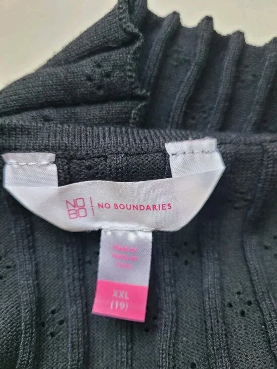 VTG Y2K Tank Top Black Eyelet Womens Jrs XL Cropped Fairy Grunge Gothic Stretch - Picture 6 of 15